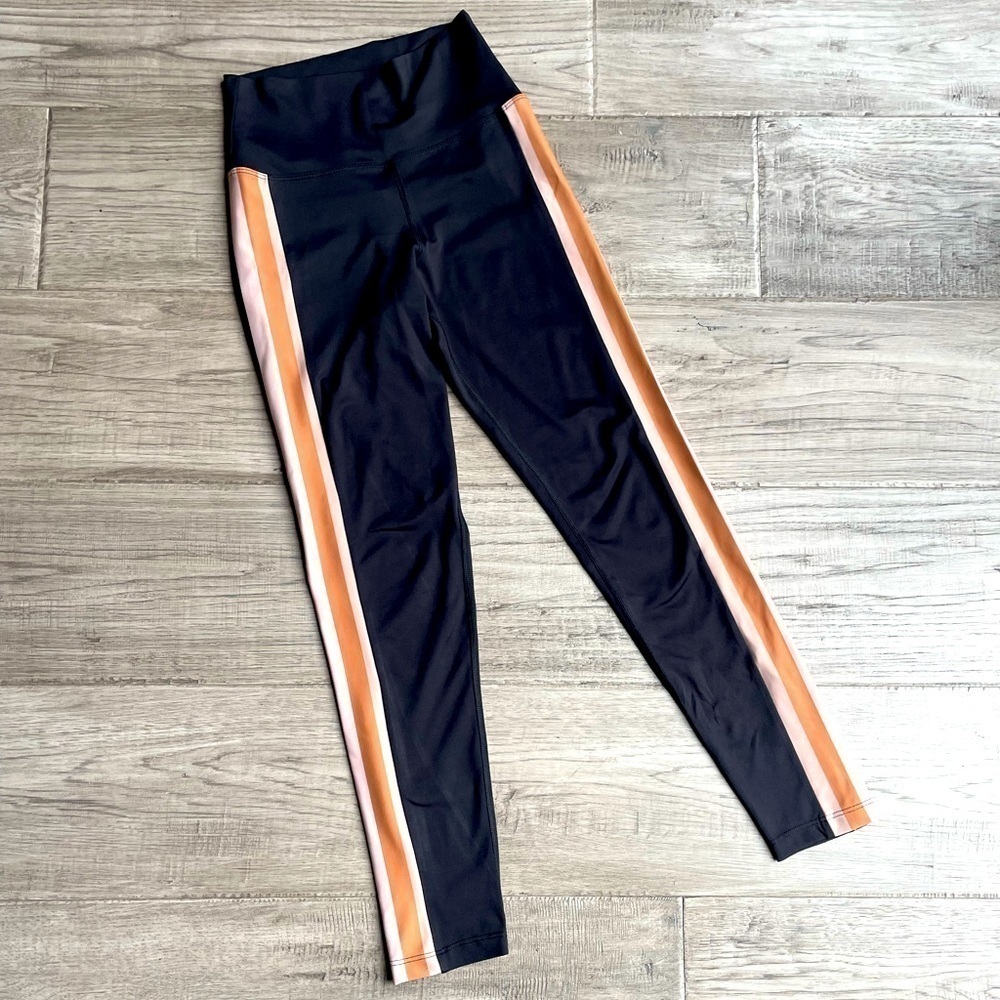 Beach Riot Side Striped Leggings High Waisted Black/Tan/Brown Colors SZ S